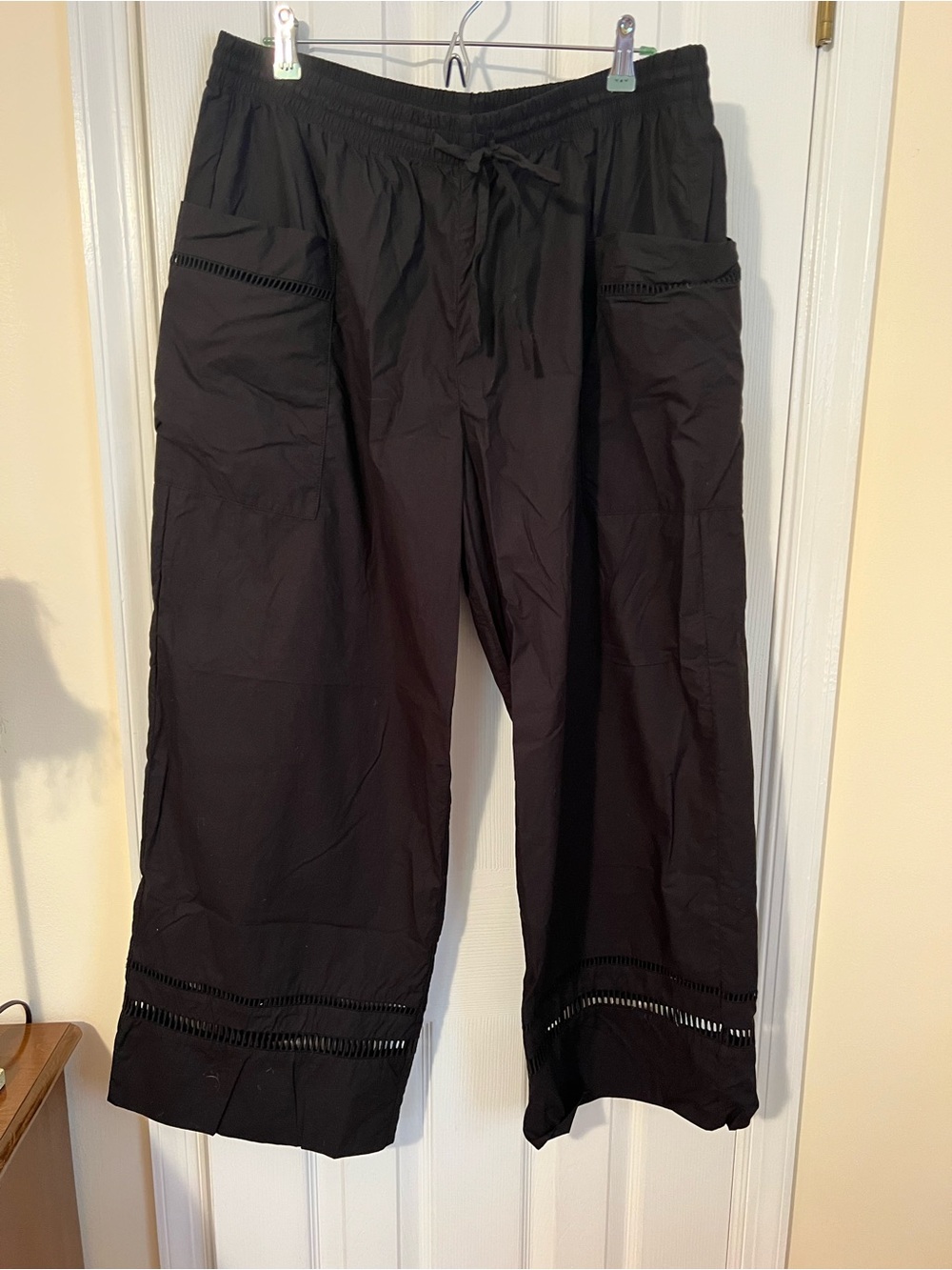 Everlane Black Elastic Waist Wide-Leg Pants